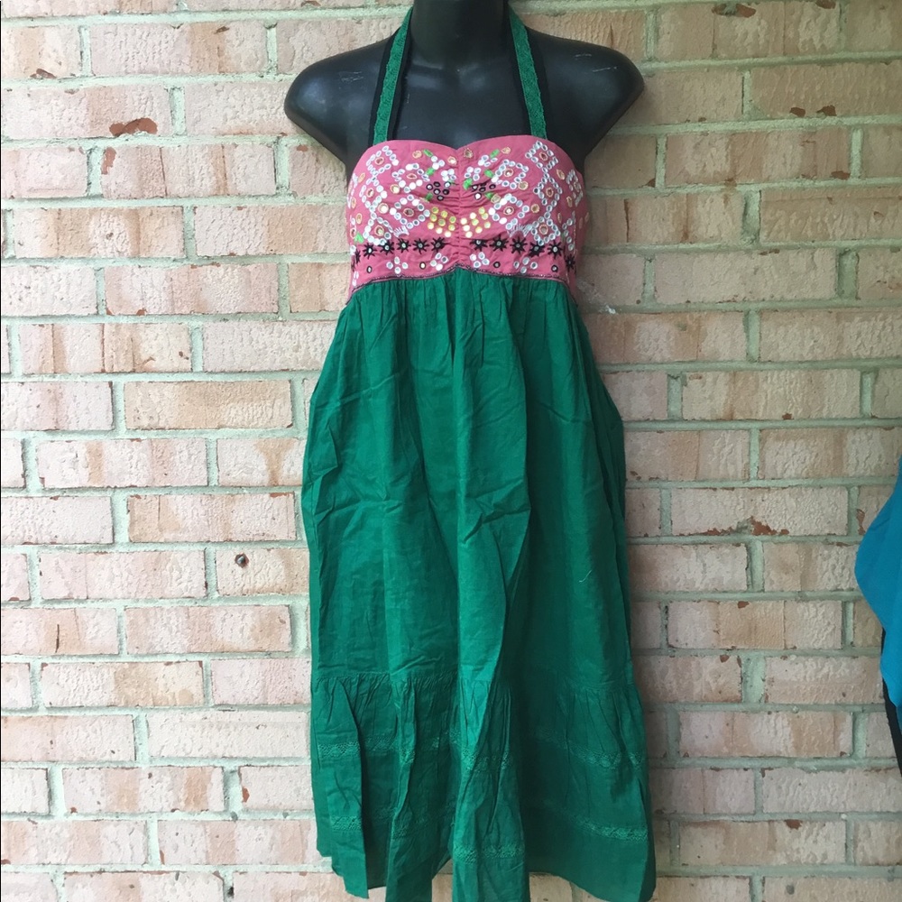 Indian style halter with mirrors